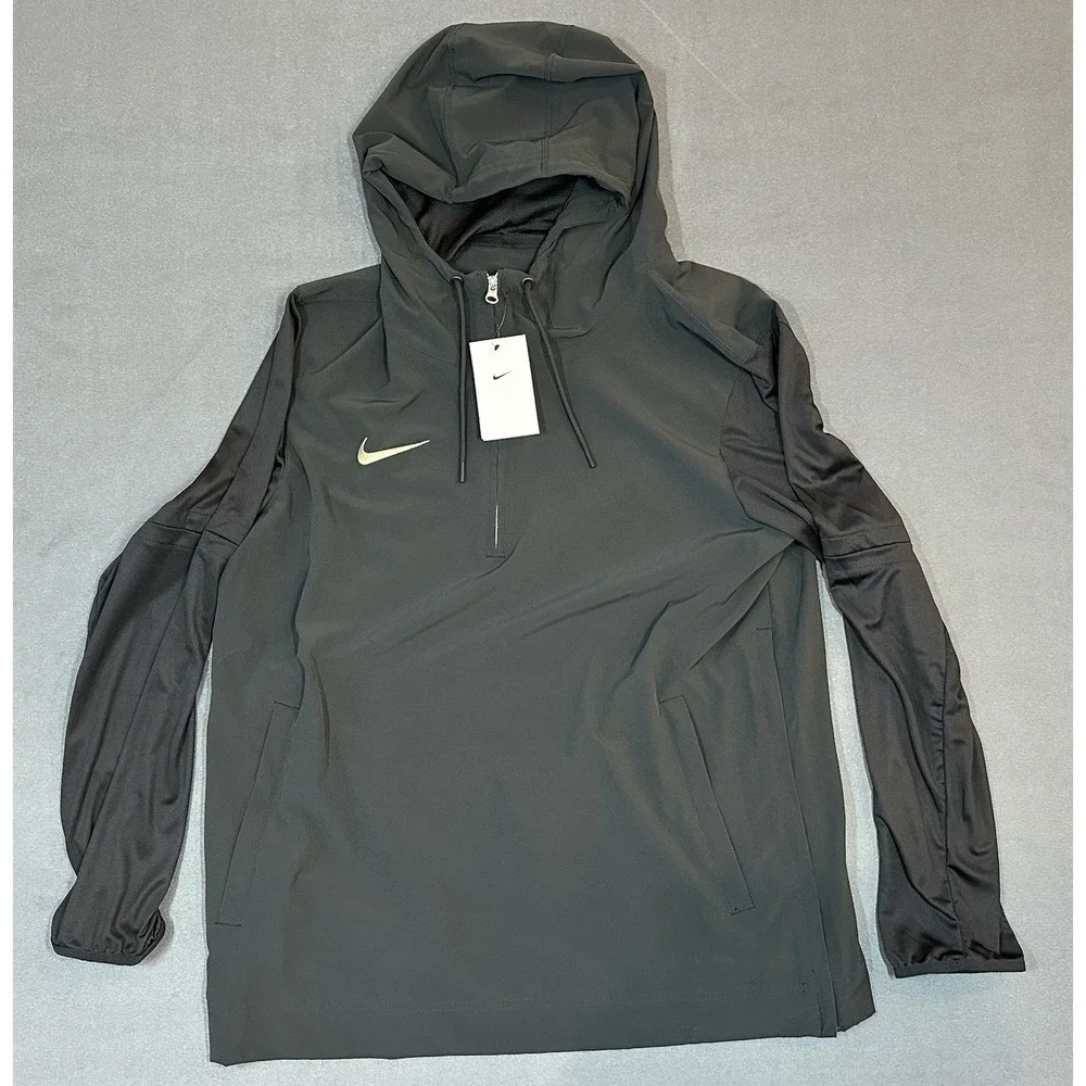 NEW Nike Jacket Mens Pullover Hooded Quarter Zip Black Mesh Size L NWT